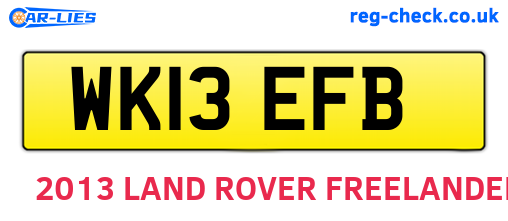 WK13EFB are the vehicle registration plates.