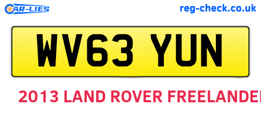 WV63YUN are the vehicle registration plates.