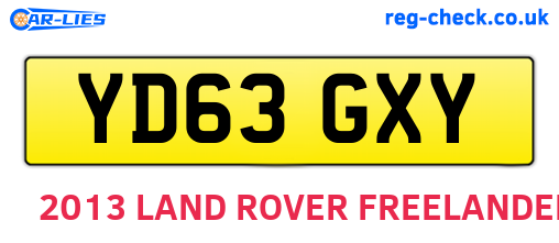 YD63GXY are the vehicle registration plates.