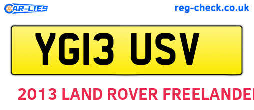 YG13USV are the vehicle registration plates.
