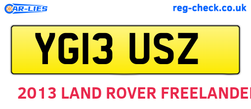 YG13USZ are the vehicle registration plates.