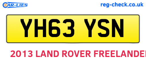 YH63YSN are the vehicle registration plates.