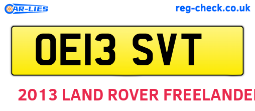 OE13SVT are the vehicle registration plates.