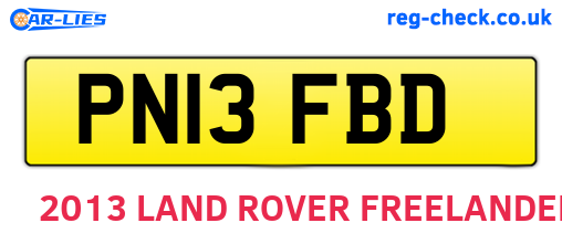 PN13FBD are the vehicle registration plates.