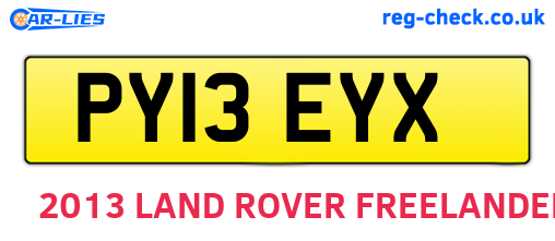 PY13EYX are the vehicle registration plates.