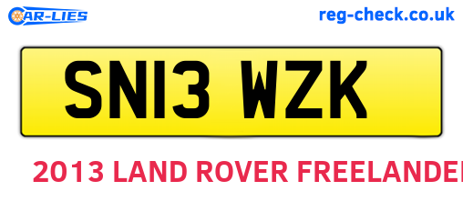 SN13WZK are the vehicle registration plates.