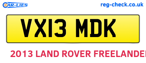 VX13MDK are the vehicle registration plates.