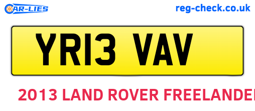 YR13VAV are the vehicle registration plates.