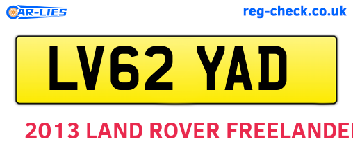 LV62YAD are the vehicle registration plates.