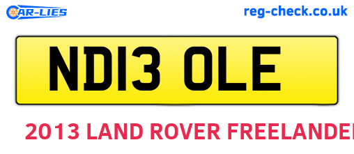 ND13OLE are the vehicle registration plates.