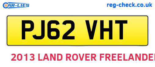 PJ62VHT are the vehicle registration plates.