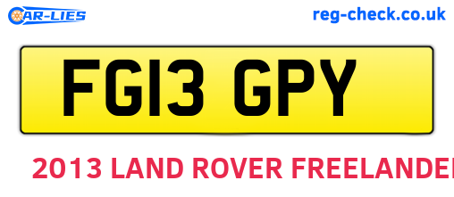 FG13GPY are the vehicle registration plates.