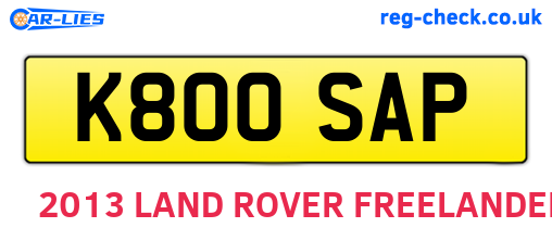 K800SAP are the vehicle registration plates.