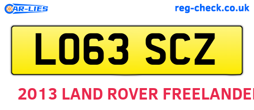 LO63SCZ are the vehicle registration plates.