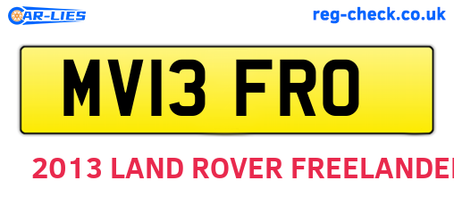 MV13FRO are the vehicle registration plates.
