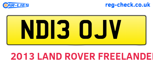ND13OJV are the vehicle registration plates.