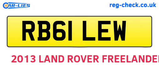 RB61LEW are the vehicle registration plates.