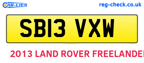 SB13VXW are the vehicle registration plates.