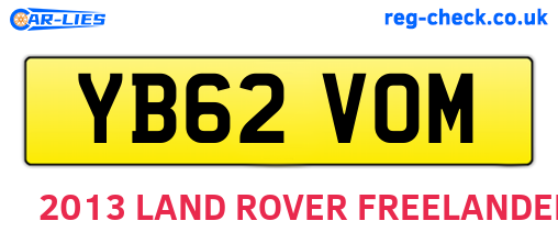 YB62VOM are the vehicle registration plates.