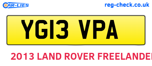 YG13VPA are the vehicle registration plates.