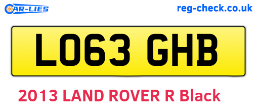 LO63GHB are the vehicle registration plates.