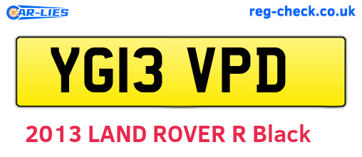 YG13VPD are the vehicle registration plates.