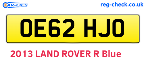 OE62HJO are the vehicle registration plates.