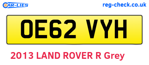 OE62VYH are the vehicle registration plates.