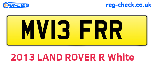 MV13FRR are the vehicle registration plates.