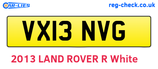 VX13NVG are the vehicle registration plates.