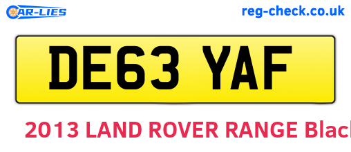DE63YAF are the vehicle registration plates.