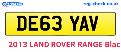DE63YAV are the vehicle registration plates.