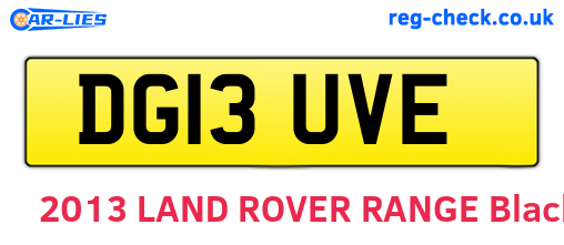 DG13UVE are the vehicle registration plates.