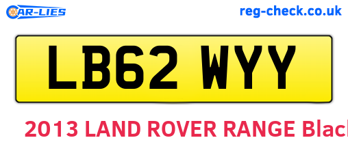 LB62WYY are the vehicle registration plates.