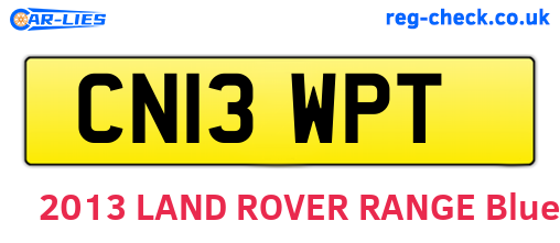 CN13WPT are the vehicle registration plates.