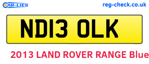 ND13OLK are the vehicle registration plates.