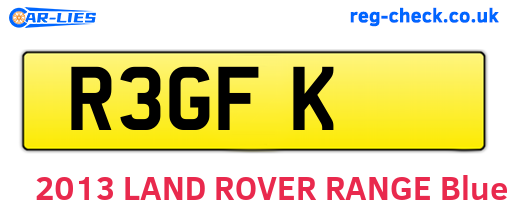 R3GFK are the vehicle registration plates.