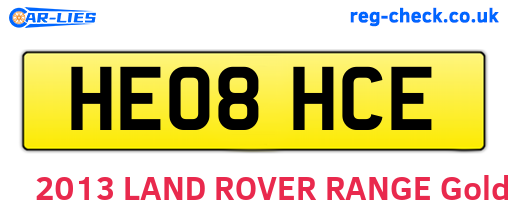 HE08HCE are the vehicle registration plates.