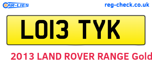LO13TYK are the vehicle registration plates.
