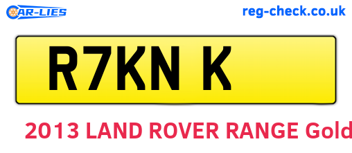 R7KNK are the vehicle registration plates.
