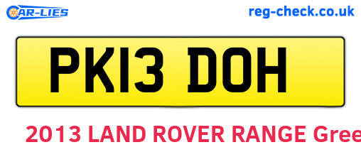 PK13DOH are the vehicle registration plates.