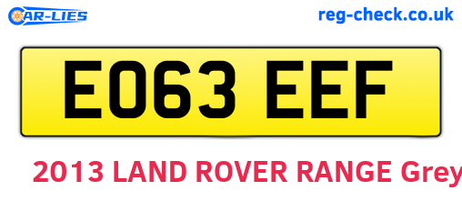 EO63EEF are the vehicle registration plates.