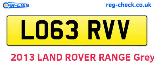 LO63RVV are the vehicle registration plates.