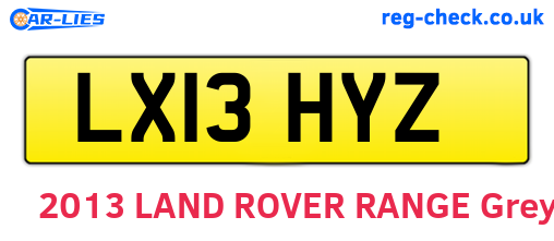 LX13HYZ are the vehicle registration plates.