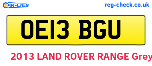 OE13BGU are the vehicle registration plates.