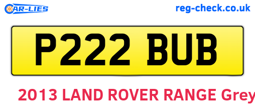 P222BUB are the vehicle registration plates.