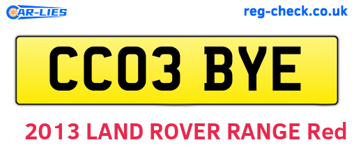 CC03BYE are the vehicle registration plates.