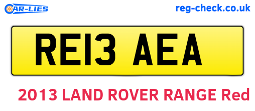 RE13AEA are the vehicle registration plates.