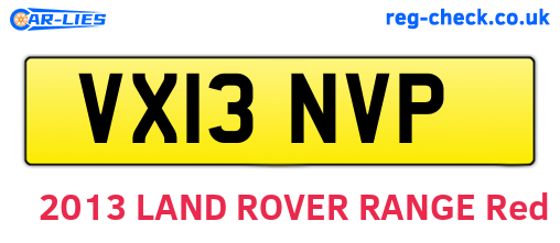 VX13NVP are the vehicle registration plates.