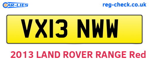 VX13NWW are the vehicle registration plates.